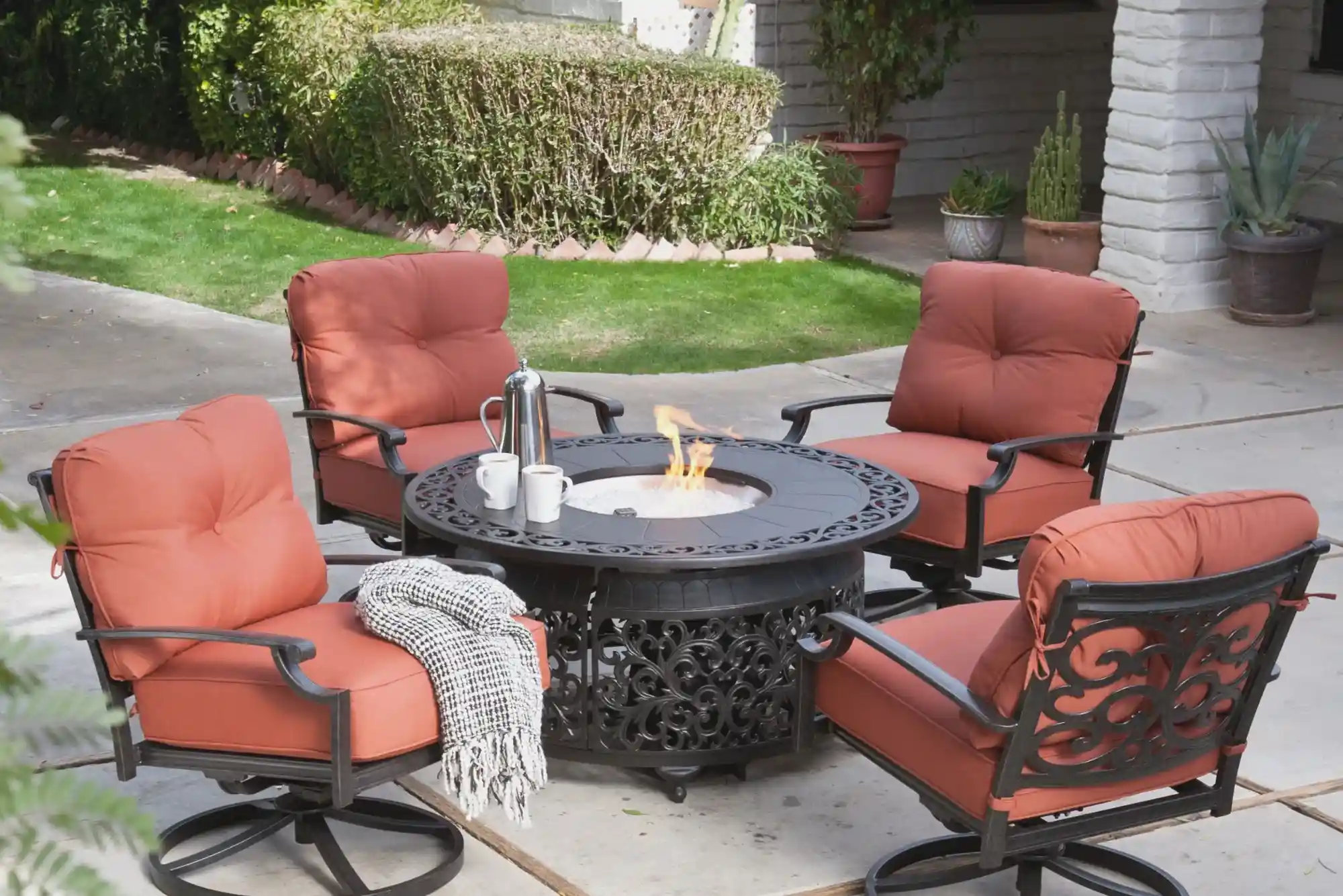 Garden and Patio Furniture Sets with Fire Pit Table Combos